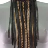 Chain handmade leather necklace with long swinging links, variant III