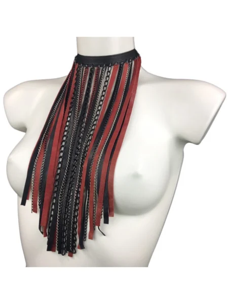 Chain handmade leather statement necklace with layered heavy links, variant IV
