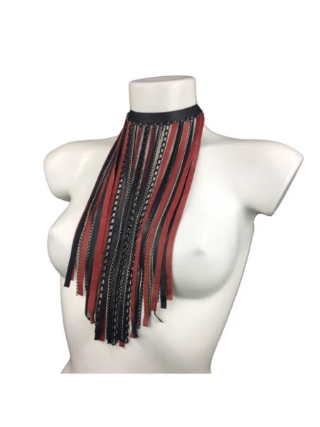 Chain handmade leather statement necklace with layered heavy links, variant IV – view 2