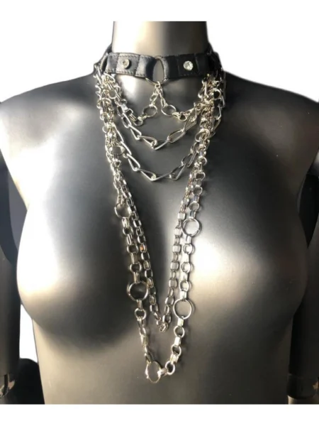 Hiroshima handmade leather necklace with radiating chain burst