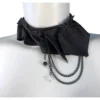 Miau handmade leather necklace with chain trim, cat-inspired design