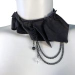 Miau handmade leather necklace with chain trim, cat-inspired design