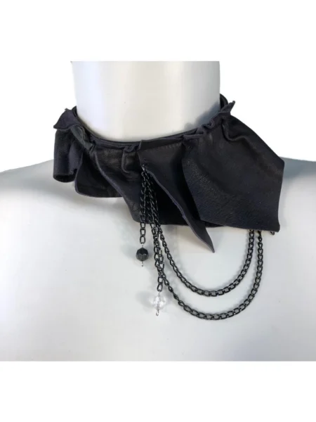 Miau handmade leather necklace with chain trim, cat-inspired design