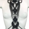 Princess handmade leather and chain torso necklace, variant III
