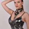Princess original handmade leather necklace with chains flowing to the waist