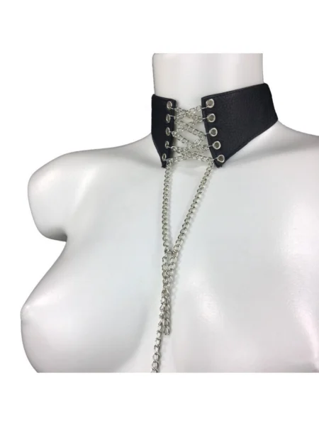 Tik Tak handmade leather necklace with pendulum chains, variant III