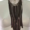 Ultra handmade leather bib necklace draped in linked chains, variant IV