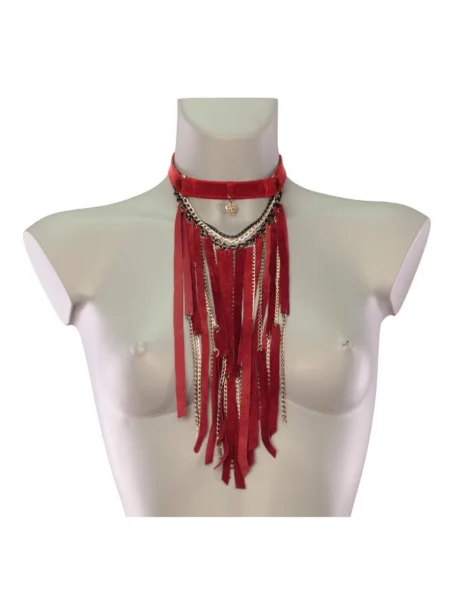 Ultra handmade leather necklace with stacked chains, variant VI – view 2