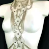 Princess handmade leather collar necklace with waist-length chains, variant II