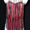 Roma handmade Italian leather top with cascading chains
