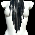 Black Edition Niagara handmade leather necklace with cascading black chains