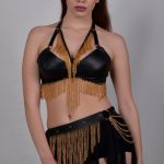 Apple Pie handmade Italian leather and chain two-piece festival set