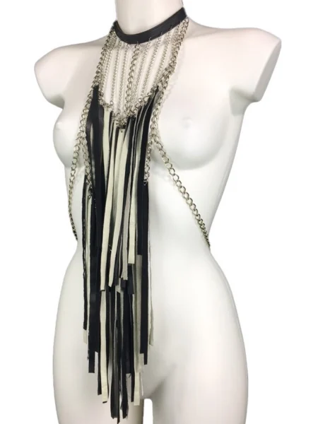 Roma handmade chain halter top on Italian leather straps