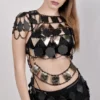 Burning Man handmade chain halter top on Italian leather straps