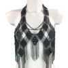 Cosmo handmade leather crop top with adjustable chain ties