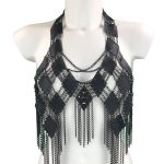 Cosmo handmade leather crop top with adjustable chain ties