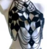 Farfalla Black Edition handmade chain top on black Italian leather
