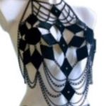 Farfalla Black Edition handmade chain top on black Italian leather