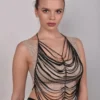 Galaxy handmade leather vest top with chain edging and four buttons