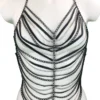 Galaxy handmade chain vest top in leather with four buttons