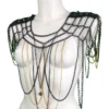 Gotique handmade gothic chain top with long vertical chains on leather collar