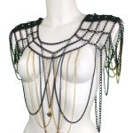 Gotique handmade gothic chain top with long vertical chains on leather collar