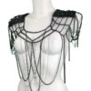 Gotique handmade dark leather top with chain neckline