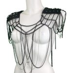 Gotique handmade dark leather top with chain neckline