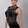 Hong Kong handmade leather chain top with vertical chain grid