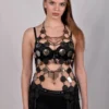Moon handmade adjustable leather halter top with arced chains