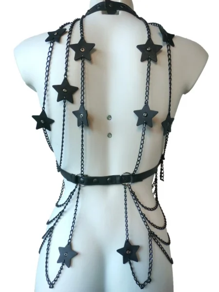 Paris handmade Italian leather chain top with close collarbone cut – view 2