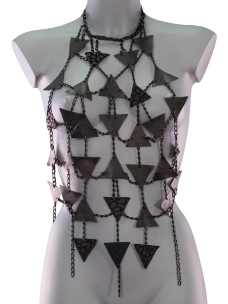 Picasso handmade leather chain tunic with abstract panels