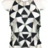 Picasso handmade leather tunic top with asymmetric chain-joined panels