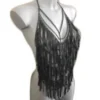 Scheherazade handmade fringe chain top with cascading chains and leather fringe