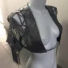 Rio draped Italian leather waistcoat for women with chain accents