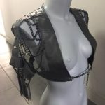 Rio draped Italian leather waistcoat for women with chain accents