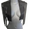 Tokyo angular Italian leather rave waistcoat with gleaming chains