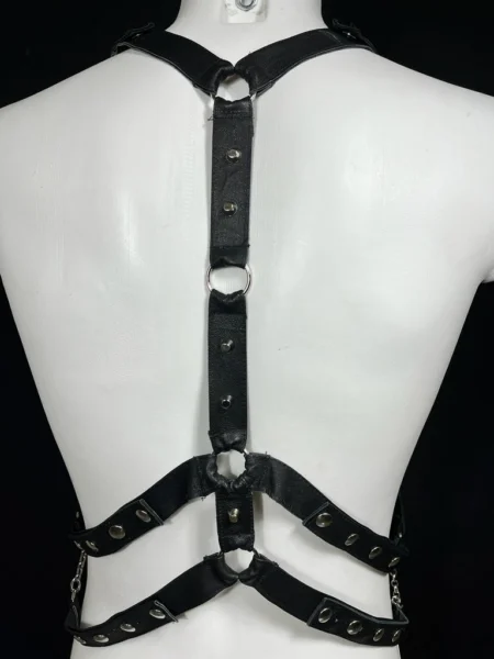 007 handmade Italian leather chest harness with holster-style crossed straps – view 2