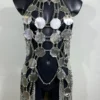 Oktan Long handmade Italian leather top with extended chain lines