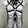 Paris Glam handmade leather chain halter top with high-shine chains