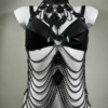 Space handmade leather collar top with dense chain rows
