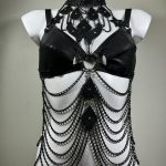 Space handmade leather collar top with dense chain rows