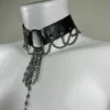 Jela handmade leather necklace with fine chain accents