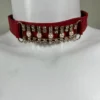 Štras handmade leather statement necklace with shimmering chain