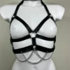 Gaga Cirkon handmade Italian leather body harness with fine chain details