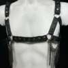 Gaga Man handmade Italian leather harness for men with chain details