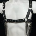 Gaga Man handmade Italian leather harness for men with chain details