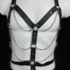 007 handmade Italian leather chest harness with holster-style crossed straps