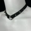Damiano handmade leather chain necklace with slim strap