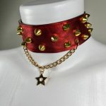 AC/DC handmade leather necklace with crossed chains, rock style